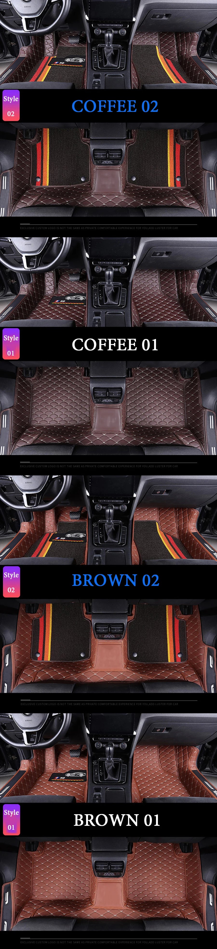 Custom Fit Leather Car Floor Mats – Full Set with Brand Logo | All-Weather Interior Protection for Most Car Models