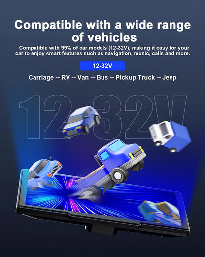 10.26" 4K Dual Lens Dash Cam with CarPlay, Android Auto, GPS, 5G WiFi & FM
