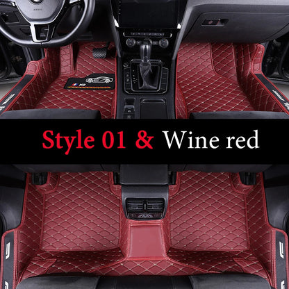 Custom Fit Leather Car Floor Mats – Full Set with Brand Logo | All-Weather Interior Protection for Most Car Models