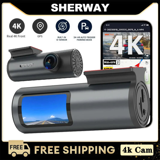 4K Mini Dash Cam with WiFi, GPS, G-Sensor & 24H Parking Mode